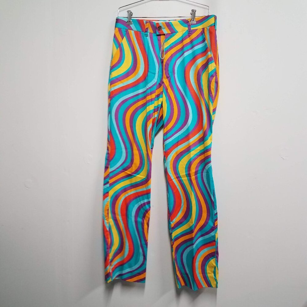 Loudmouth Golf Pants Mens 32x34L Mojo Splash Psychadelic Swirl Blue Purple Funky